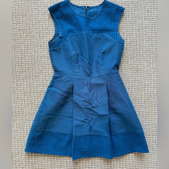 J. Crew Dresses & Skirts - J Crew Peacock Blue Cotton & Silk A-line Fit & Flare Dress Pockets size 2 Petite